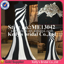 New fashion one-shoulder vertical stripes dress bridesmaid dress